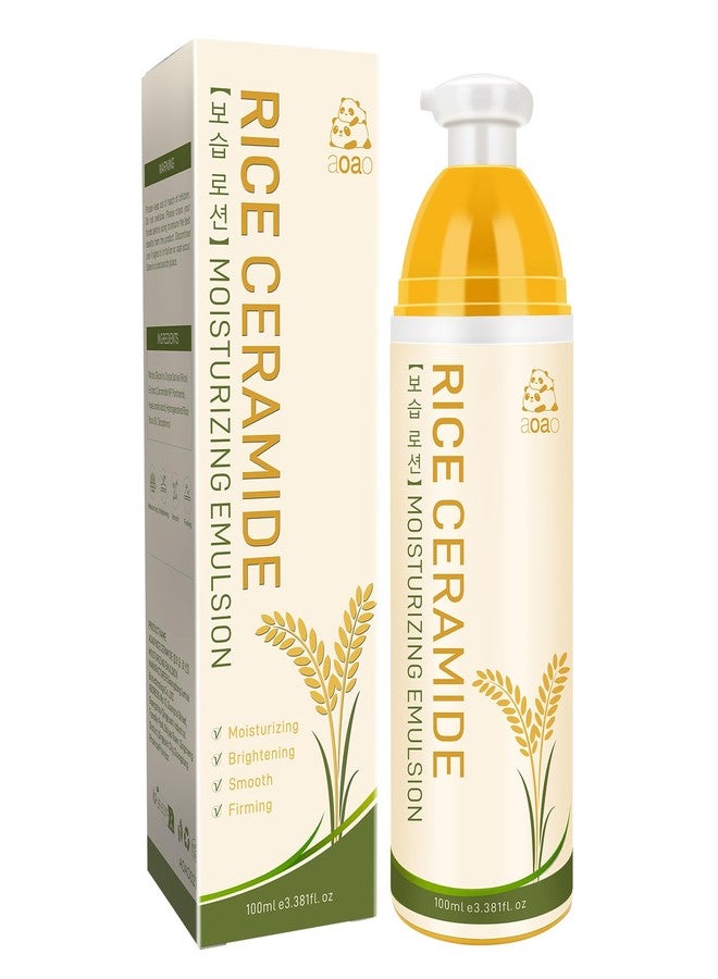 AOAO Rice Ceramide Moisturizing Cream, Vitamin E & Hyaluronic Acid Infused for Deep Hydration, Brightening & Firming, Lightweight, Fast-absorbing Formula for All Skin Types, Hygienic Pump, 3.38fl.oz - Image 1
